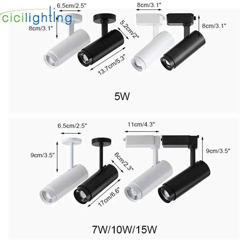 Axyaa Black Industrial Track Light with Adjustable Focus and COB Technology