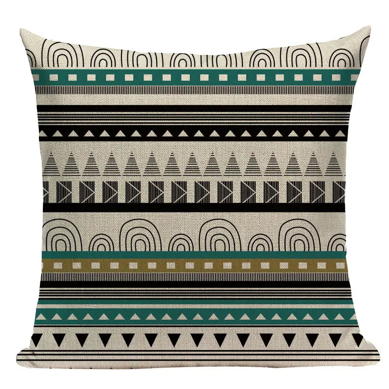 Axyaa Boho Plaid Stripes Pillow Cover 45x45cm Sofa Chair Custom Print Square