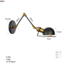 Axyaa Adjustable Swing Arm Wall Lamp Sconce, Vintage Loft Bedroom Lighting