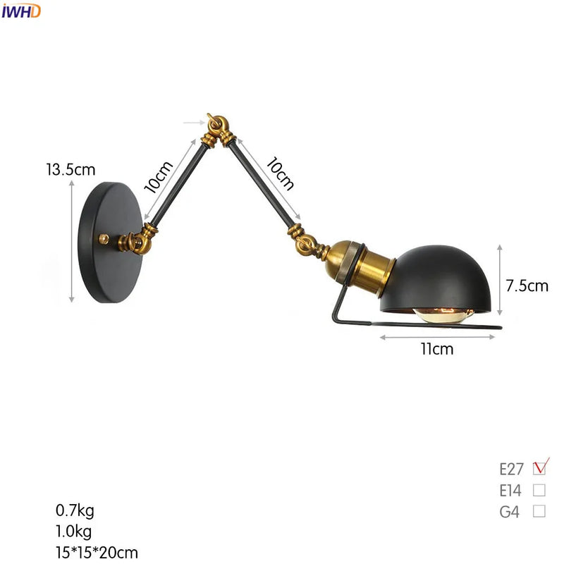 Axyaa White Swing Arm Wall Sconce - Adjustable Bedroom Stair Bathroom Lighting