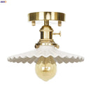 Axyaa Nordic White Ceramic LED Ceiling Light - Copper Ceiling Lamp