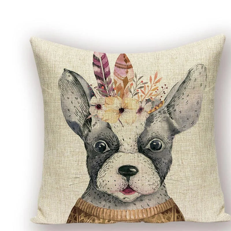 Axyaa Animal Dog Pillow Covers: Golden Retriever, Boston Terrier, Chihuahua Decor