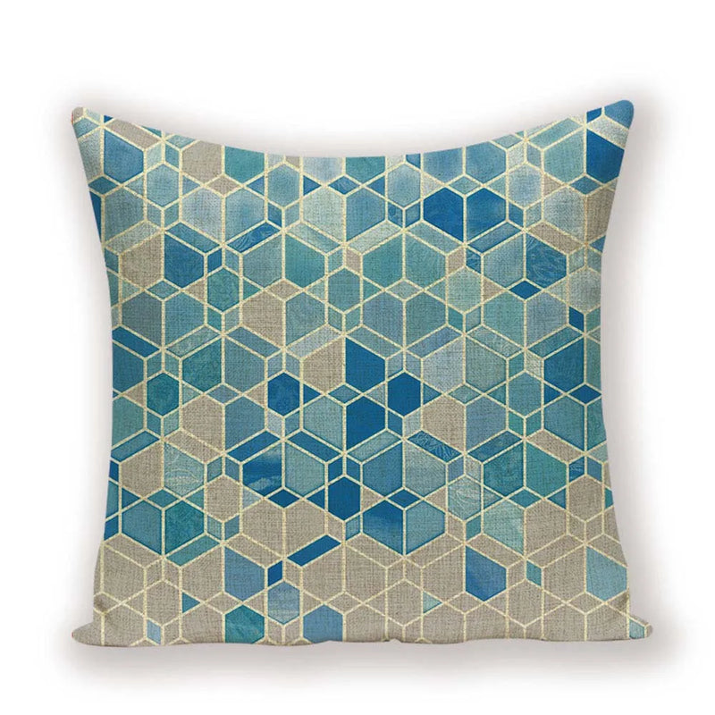 Geometric Linen Cushion Cover for Home Decor - Axyaa's Stylish Throw Pillow Case