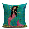 Axyaa Mermaid Pillowcase Ocean Style Cushion Cover 45x45cm Square Home Decor
