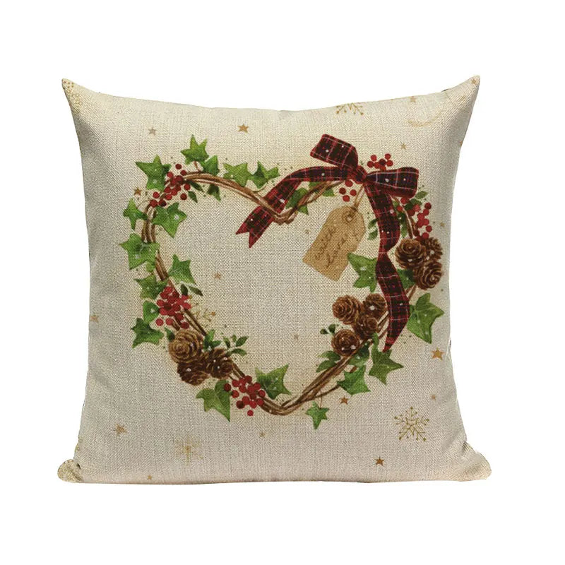 Axyaa Christmas Santa Claus Cushion Cover 45X45cm Deer Pillow Cases Kids Gift