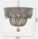 Axyaa Vintage White Wood Beads Chandelier - Retro Drop Light for Bedroom & Dining Table
