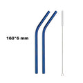 Axyaa Stainless Steel Colorful Bent Straws Set with Cleaner Brush