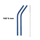 Axyaa Stainless Steel Colorful Bent Straws Set with Cleaner Brush