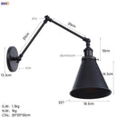 Axyaa Industrial Swing Arm Wall Lamp Sconce Vintage Retro Edison LED Wall Light