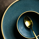 Axya Gold-rimmed Ceramic Dinner Plate for High-end Dining