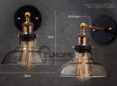 Industrial Retro Wall Sconce by Axyaa with Glass Lampshade, Vintage Loft Fixtures