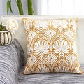 Axyaa Geometric Embroidered Cushion Cover in Grey, Yellow & Blue Canvas Cotton