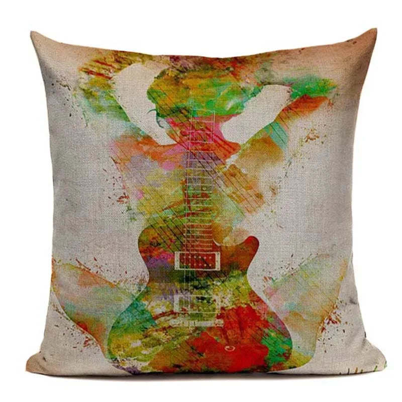 Axyaa Music Series High Quality Cotton Linen Cushion Cover Pillow Case