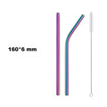 Axyaa Stainless Steel Colorful Bent Straws Set with Cleaner Brush