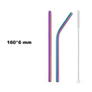 Axyaa Stainless Steel Colorful Bent Straws Set with Cleaner Brush