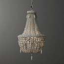 Axyaa White Wood Bead Pendant Light, Retro Bedroom Hanging Fixture