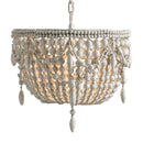 Axyaa Retro Industrial Wood Pendant Light, Vintage White/Gray Bead Suspension Lamp