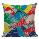 Axyaa Japanese Style Decorative Cushion Covers- Crane Fish Design for Home Decor