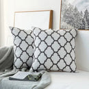 Axyaa Grey Geometric Embroidered Cotton Canvas Pillow Cover 45x45cm