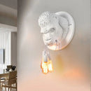 Axyaa Nordic Resin Gorilla Wall Lamp: Retro Modern LED Sconce for Bedroom Decor