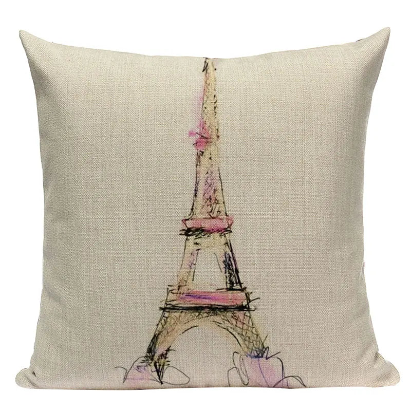 Axyaa London Bridge Paris Eiffel Tower Decorative Printed Throw Pillows