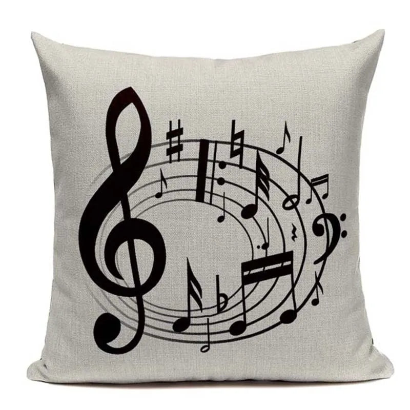 Axyaa Music Series High Quality Cotton Linen Cushion Cover Pillow Case