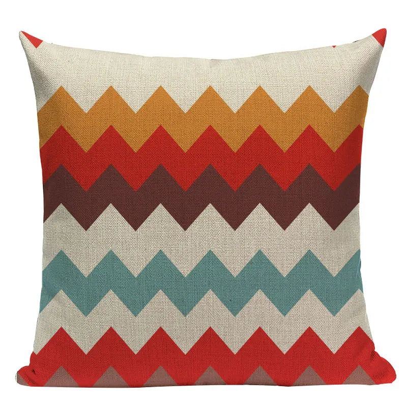 Axyaa Geometric Linen Cushion Cover Multicolour Decorative Pillow for Home Sofa