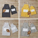 Axya Cotton Linen Kitchen Apron Set for Cooking Baking, Parent-child Adjustable Pinafore