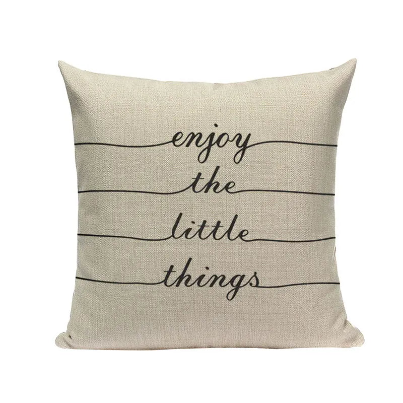 Axyaa Spring Letter Pillow Cover - Black & White Decorative Cushion