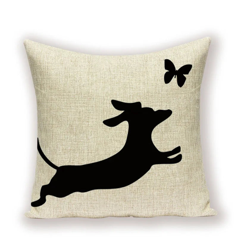 Dachshund Linen Pillow Cover for Sofa Decor Axyaa Home Decorative Cushion Case