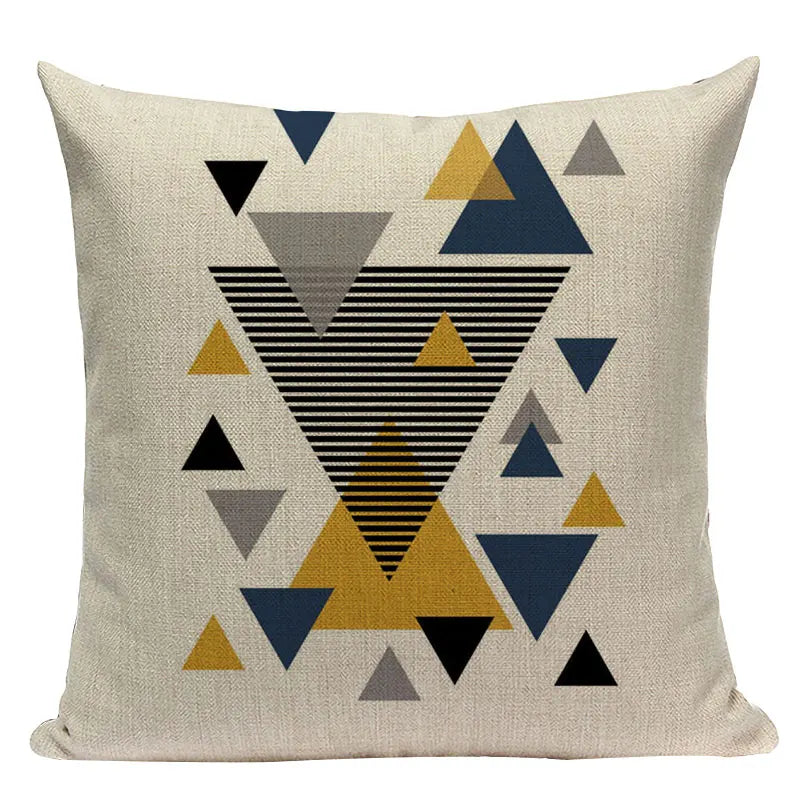Nordic Geometric Deer Cushion Cover - Axyaa Yellow Heart Throw Pillow Case