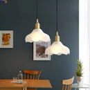 Axyaa Nordic Copper LED Pendant Light with White Glass - Vintage Hanging Lamp