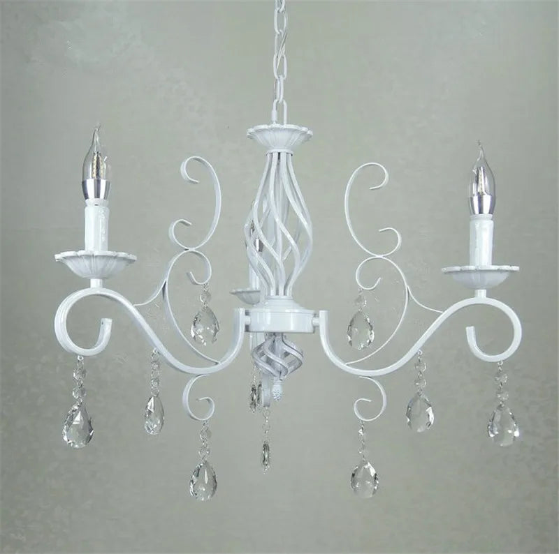 Axyaa Retro Wrought Iron Crystal Chandelier with E14 Candle Lights
