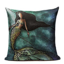 Axyaa Mermaid Pillowcase Ocean Style Cushion Cover 45x45cm Square Home Decor