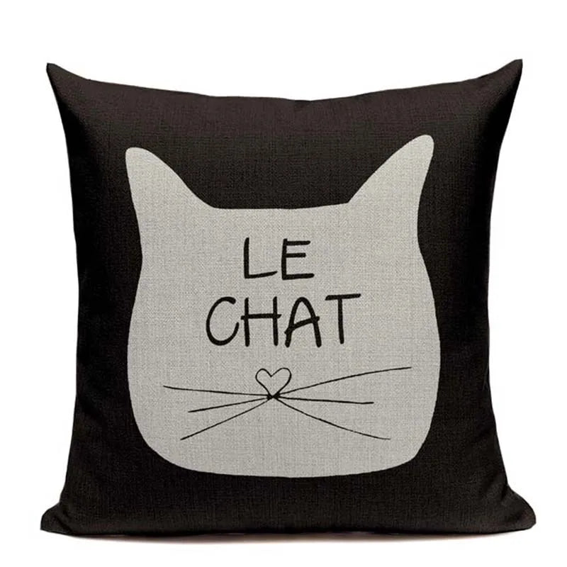 Axyaa Hand Painted Cat Eyes Linen Pillow Cover, Nordic Style, Black White Pattern