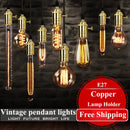 Axyaa Vintage Copper Pendant Lights with Edison Bulb in Golden/Chrome Finish