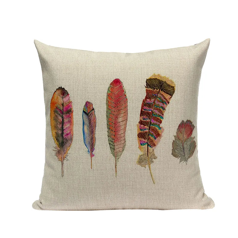 Axyaa Cotton Linen Feather Cushion Cover for Home Decor