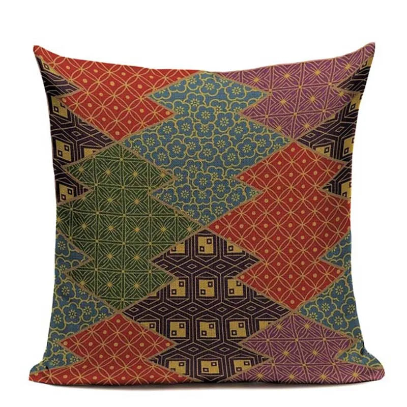 Axyaa Japanese Print Linen Cushion Covers - Fuji Kimono Girl Sea Theme