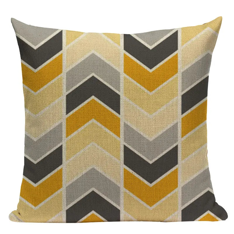 Nordic Geometric Deer Cushion Cover - Axyaa Yellow Heart Throw Pillow Case