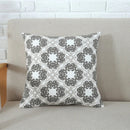Axyaa Grey Pink Geometric Embroidered Cotton Cushion Cover 45x45cm
