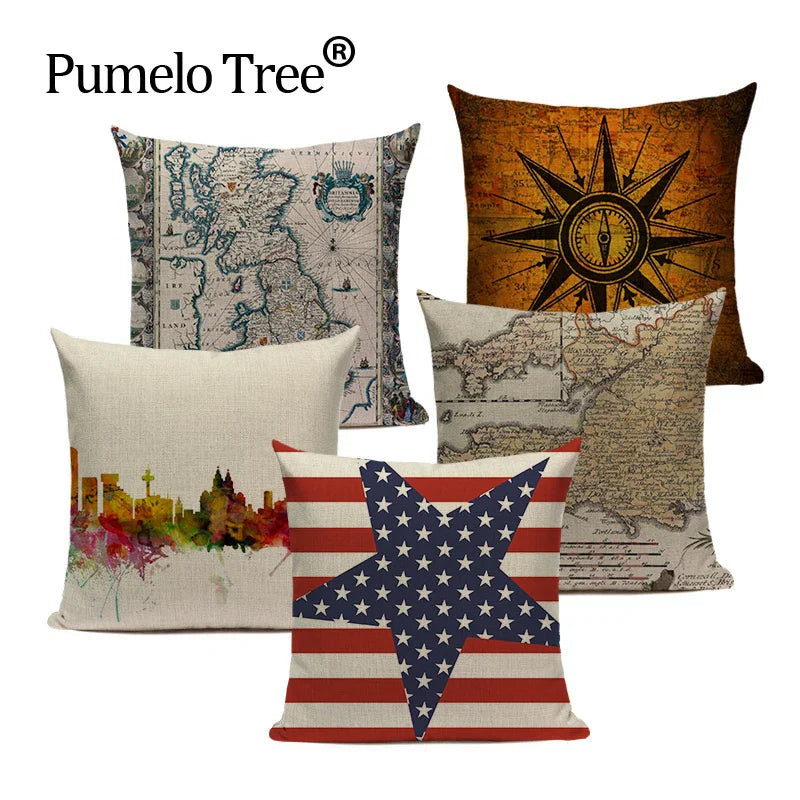 Axyaa Union Jack American Flag Throw Pillow Cases, 45x45cm, Top King Size Bed Print
