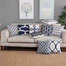 Axyaa Geometric Blue Embroidered Cushion Cover, 45x45cm, Home Decor