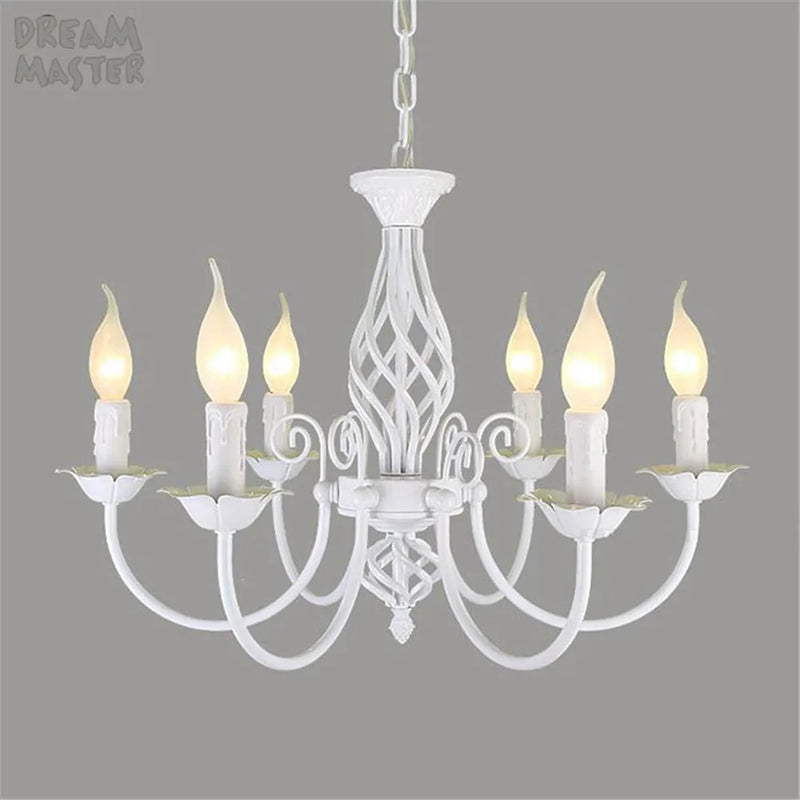 Axyaa Modern 8-Light White Iron Chandelier with LED Bulbs, European Style Living Room Lamps
