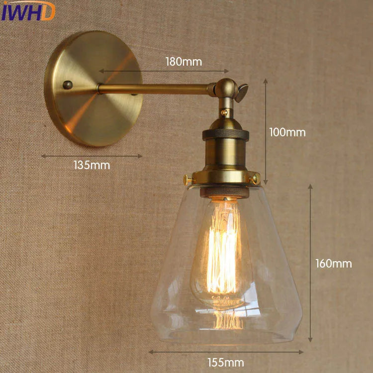 Axyaa Retro Glass Wall Lights - Rustic Loft Industrial Sconce
