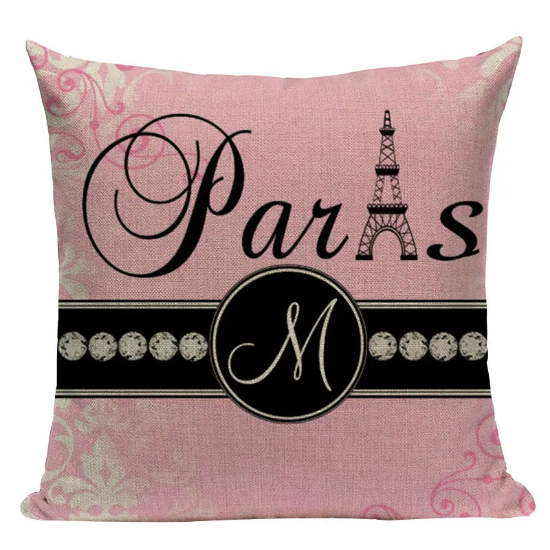 Axyaa London Bridge Paris Eiffel Tower Decorative Printed Throw Pillows