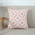 Axyaa Grey Pink Geometric Embroidered Cotton Cushion Cover 45x45cm