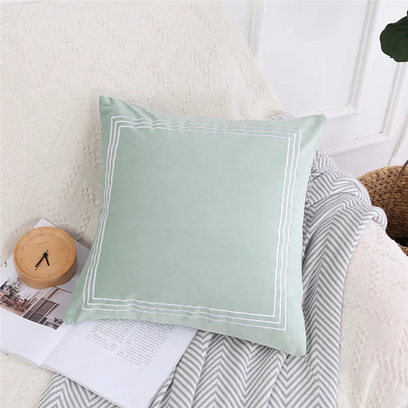 Axyaa Velvet Embroidery Cushion Cover | Home Decor Pillow Case 45x45cm