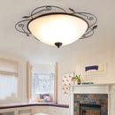 Axyaa Glass Round Ceiling Light Gilt Industrial Bedroom Kitchen Lighting
