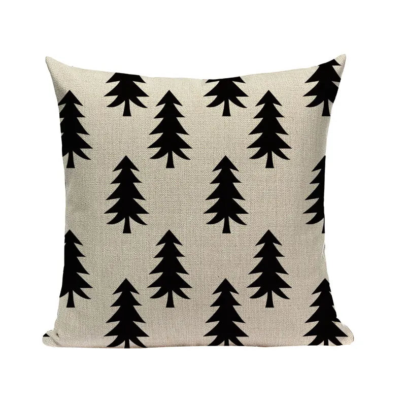 Axyaa Woven Flower Tree Cushion Cover - Black & White Decorative Pillowcase