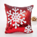 Axyaa Mermaid Snowflake Deer Sequin Red Christmas Pillow Cover